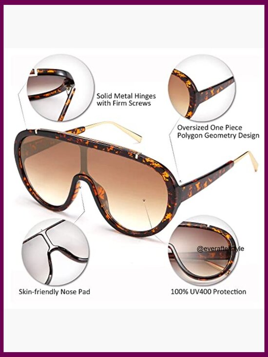 Oversized Round Frame Sunglasses UV400 Protection One Size main image 7